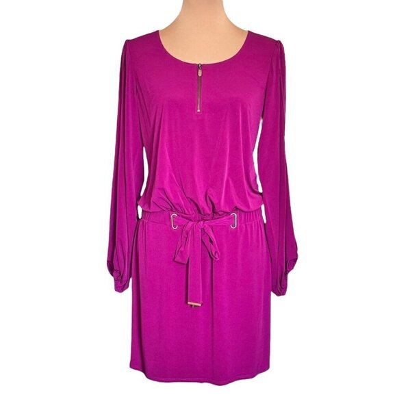 NWT  Laundry by Shelli Segal Mini Dress Sz.S Hot Pink Long Sleeve Party - Picture 1 of 15